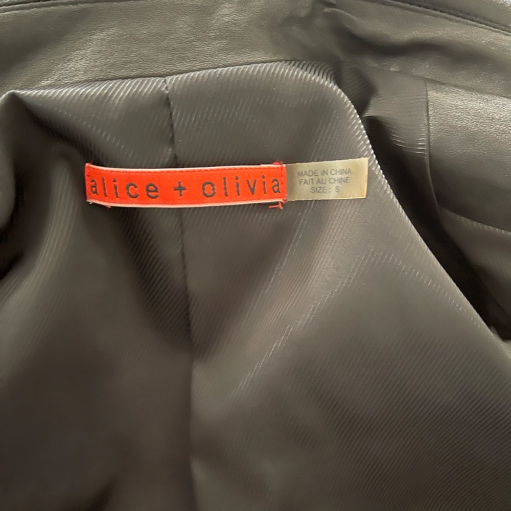 Alice + Olivia Black Leather Blazer - Size S - Picture 9 of 10